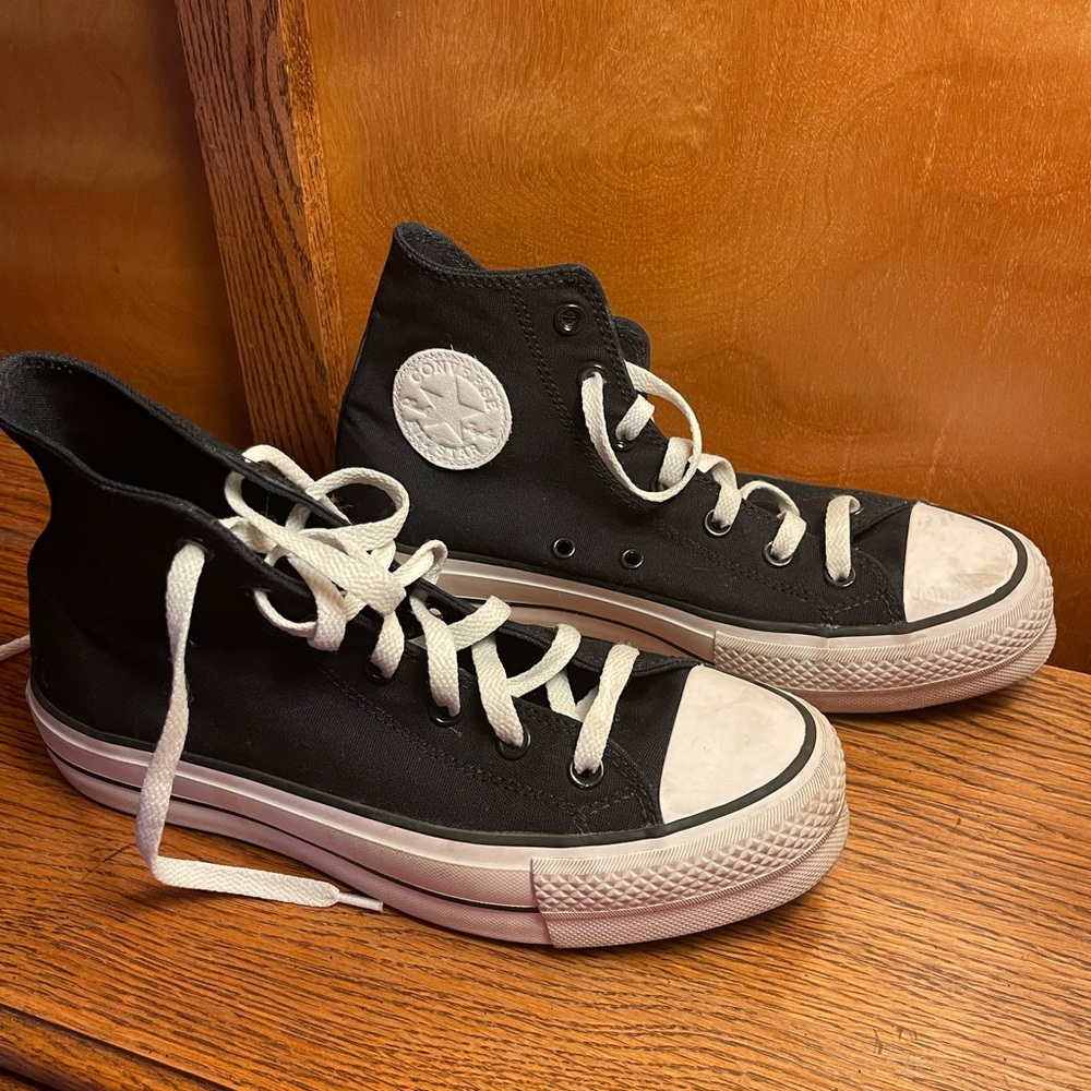 Black canvas high top converse